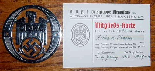 DDAC emblem and membership card