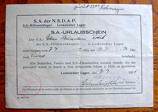 "SA Urlaubschein Document"