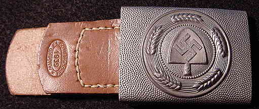 Nazi RAD EM/NCO Belt Buckle with Leather Tab