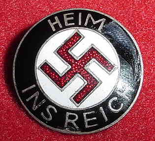 Nazi HEIM INS REICH Enameled Badge