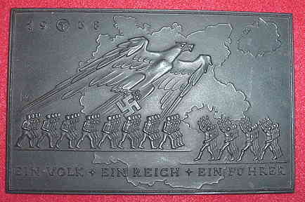 Nazi 1938 Patriotic Metal Wall Plaque
